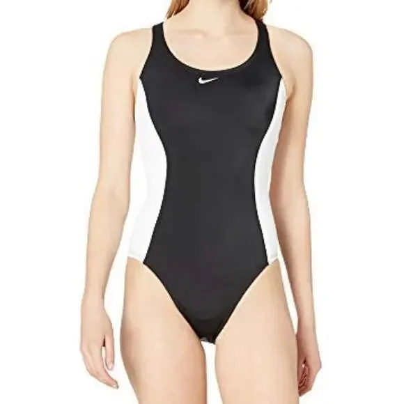 Nike Athletic Racing Swimsuit 1 piece Women’s Size M Black & White NESS9362 Swim - Picture 8 of 9